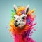 Image of abstract fantasy colorful llama head. Wildlife Animals., Generative AI, Illustration