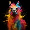 Image of abstract fantasy colorful llama head. Wildlife Animals., Generative AI, Illustration