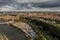 Image of an aerial view with a drone of the city of Regensburg, Germany