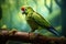 Image of alexandrine parakeet bird in the fertile forest. Bird. Nature. Illustration, Generative AI