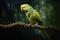 Image of alexandrine parakeet bird in the fertile forest. Bird. Nature. Illustration, Generative AI