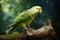Image of alexandrine parakeet bird in the fertile forest. Bird. Nature. Illustration, Generative AI