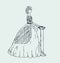 Image of aristocratic woman. Sketchy woman silhoue