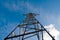 A image of asian electrical power grid and blue sky.