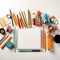 Image Back to school concept Office and school supplies on white