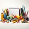 Image Back to school concept Office and school supplies on white