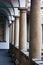 Image balconies, terraces with arches and columns in the Italian yard in Lviv, Ukraine