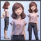 image of beautiful adult girl collage generative AI Multiple pose of 3D girl