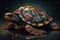 Image of beautiful brightly colored sea tortoises. Wildlife Animals. Illustration, Generative AI