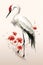 Image of beautiful red crowned crane painting. Bird. Wildlife Animals., Generative AI, Illustration