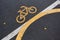 Image of Bicycle sign or icon on the road in the park. Bike path