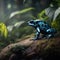 Image of blue poison dart frog in a rich forest. Amphibian. Wildlife Animals. Illustration. Generative AI