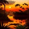 image of a Brazilian amazon thick jungle landscape at different weather.