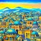 image of breathtaking cityscape inspired by Ottoman art which features a colorful array of buildings and domes