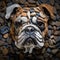 Image of bulldog face made with various stones gathered together. Pet. Animals. Illustration, Generative AI