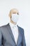 Image of business man wearing anti bacterial mask against virus and pollution
