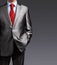 Image of businessman in suit over gray background