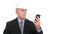 Image with Businessman Wearing Helmet and Using Cellphone Communication