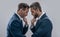 image of businessmen has confrontation look at each other. confrontation of two businessmen
