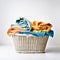 An image capturing an overflowing basket dedicated to laundry, symbolizing a common household task, set against a white background