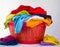 An image capturing an overflowing basket dedicated to laundry, symbolizing a common household task, set against a white background