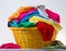 An image capturing an overflowing basket dedicated to laundry, symbolizing a common household task, set against a white background