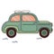 An image of a car in cartoon style. By car, go on a trip. Vector Image