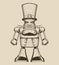 Image of cartoon fun metal robot with mustache in