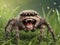 image of cartoon Jumping spider smiling like human mouth feature.