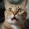 Image of a cat with a startled expression. Pet, Animals., Illustration, Generative AI