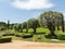 Image of the Cervantes Park, a large garden in which there are thousands of species of roses, Barcelona. Catalonia,