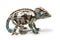 Image of a chameleon modified into an electronics robot on a white background. Reptile. Animal. illustration, generative AI