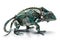 Image of a chameleon modified into an electronics robot on a white background. Reptile. Animal. illustration, generative AI