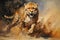 Image of cheetah running on natural background. Wildlife animals. Illustration, Generative AI