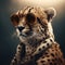 Image of a cheetah wore sunglasses and wore a jacket on clean background. Wildlife Animals. Illustration, Generative AI