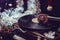 Image of Christmas. Gramophone playing a record. Gramophone with vinyl record