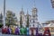 Image of the church of San CristÃ³bal in eclectic style with its white walls and small detanes in red