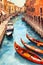 image of the city of Venice captured in the golden hour with the essence of gondolas and historic buildings.