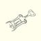 Image of classic corkscrew. Doodle style. corkscrew, vector sketch illustration
