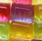 Image of close up of multiple colourful jellies background