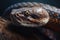 Image of a close-up view of the head of a snake. on natural background. Wild Animals. reptile, illustration. Generative AI