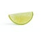 An image closeup isolated one lime or lemon ripe slice green color sour taste for cooking or beverage is food or fruit from nature