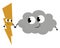 Image of cloud with lighting - thunderbolt, vector or color illustration