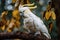 Image of cockatoo bird on a branch on nature background. Birds. Wildlife Animals. Illustration, Generative AI