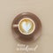 Image of coffe cup with foam of heart shape over wooden background and text: HAPPY WEEKEND.