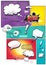 Image comic book pages with different speech bubbles for text, as well as various sounds on a colored background