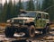 image of commercial photo of a green jeep