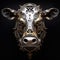 Image of cow face made with steel and various metals on clean background. Farm animals. Illustration, Generative AI