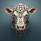 Image of a cow head made from fragments of intricate watch mechan. Farm animals. Illustration, Generative AI