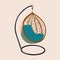 Image of cozy hanging chair in flat style